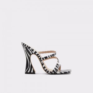 Pantofi Toc Bloc Dama Aldo Hugar Heeled mule Negrii Albi | 3984LPKNS