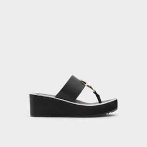 Sandale Dama Aldo Toea Thong sandal - Wedge heel Negrii | 1325AIPEV